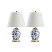 JONATHAN Y Lighting Penelope 22" Tall LED Table Lamp - Set of 2 Blue / White
