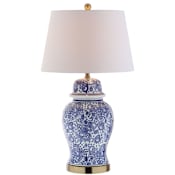 JONATHAN Y Lighting Ellis Single Light 29-1/2" Tall LED Vase Table Lamp with Hardback Cotton Shade Brass Gold