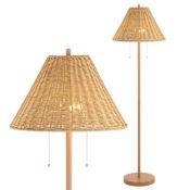JONATHAN Y Lighting Nando 2 Light 61" Tall LED Buffet Floor Lamp Brown Wood
