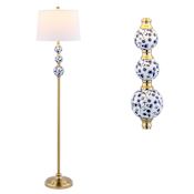 JONATHAN Y Lighting Tavira 62" Tall LED Buffet Floor Lamp Brass Gold / Blue