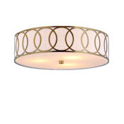 JONATHAN Y Lighting Aubrey 3 Light 16" Wide LED Flush Mount Drum Ceiling Fixture Brass