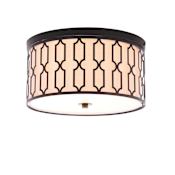 JONATHAN Y Lighting Link 3 Light 17" Wide LED Flush Mount Drum Ceiling Fixture Oil Rubbed Bronze