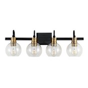 JONATHAN Y Lighting Marais 4 Light 30" Wide LED Bathroom Vanity Light Black / Brass Gold