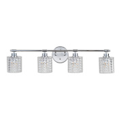 JONATHAN Y Lighting Spaulding 4 Light 32" Wide LED Bathroom Vanity Light Chrome