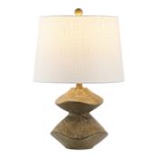 JONATHAN Y Lighting Laken 22" Tall LED Vase Table Lamp with White Linen Shade Brown Wood