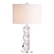 JONATHAN Y Lighting Sofia Single Light 26" Tall LED Buffet Table Lamp with Hardback Cotton Shade Clear