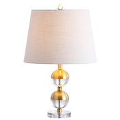 JONATHAN Y Lighting Jules Single Light 23" Tall LED Buffet Table Lamp with Hardback Cotton Shade Brass