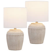 JONATHAN Y Lighting Hugo 17" Tall LED Vase Table Lamp - Set of 2 Antique White / Nickel