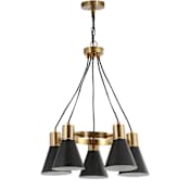 JONATHAN Y Lighting 5 Light 22" Wide LED Chandelier Black / Brass Gold