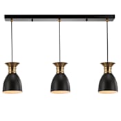 JONATHAN Y Lighting Edison 3 Light 33.25" Wide LED Linear Pendant Black / Brass Gold