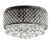 JONATHAN Y Lighting Evelyn 3 Light 17" Wide LED Flush Mount Drum Ceiling Fixture Black