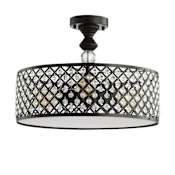 JONATHAN Y Lighting Elise 3 Light 17" Wide LED Semi-Flush Drum Ceiling Fixture Black