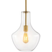 JONATHAN Y Lighting Watts 11" Wide LED Pendant Brass Gold / Clear