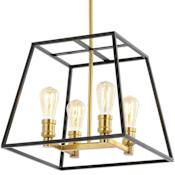 JONATHAN Y Lighting Lloyd 4 Light 15" Wide LED Pendant Black / Brass Gold