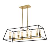 JONATHAN Y Lighting Liane 8 Light 35" Wide LED Linear Chandelier Black / Brass Gold