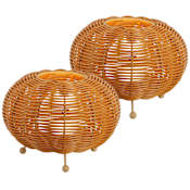 JONATHAN Y Lighting Kairi 6" Tall LED Novelty Outdoor Lamp - Set of 2 Light Brown