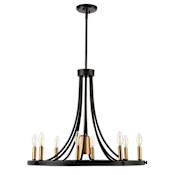 JONATHAN Y Lighting Urbanna 9 Light 27" Wide LED Chandelier Black / Brass Gold