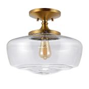 JONATHAN Y Lighting Marfa 14" Wide LED Semi-Flush Ceiling Fixture Brass Gold