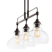 JONATHAN Y Lighting Marlowe 3 Light 33" Wide LED Linear Pendant Oil Rubbed Bronze / Clear
