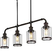 JONATHAN Y Lighting Abbott 4 Light 34" Wide LED Linear Pendant Oil Rubbed Bronze / Clear