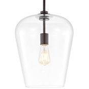 JONATHAN Y Lighting Hayes 12" Wide LED Pendant Oil Rubbed Bronze / Clear