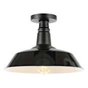 JONATHAN Y Lighting Camila 14" Wide LED Semi-Flush Outdoor Ceiling Fixture Black