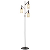 JONATHAN Y Lighting Lewis 3 Light 71" Tall LED Tiffany and Tree Floor Lamp with Stained Glass Bronze