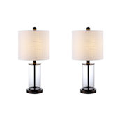 JONATHAN Y Lighting Abner 21" Tall LED Table Lamp With USB Charging Port - Set of 2 Oil Rubbed Bronze / Clear