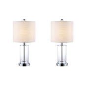 JONATHAN Y Lighting Abner 21" Tall LED Table Lamp With USB Charging Port - Set of 2 Chrome / Clear