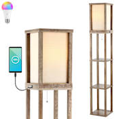 JONATHAN Y Lighting Collier 64" Tall LED Column Smart Floor Lamp With USB Charging Port Brown