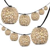 JONATHAN Y Lighting Oahu 10' 10 Light Clear LED String Lights Light Brown