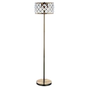 JONATHAN Y Lighting Elizabeth 3 Light 60" Tall LED Buffet Floor Lamp Brass Gold / Clear