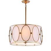 JONATHAN Y Lighting Violetta 3 Light 19" Wide LED Drum Chandelier Gold / White