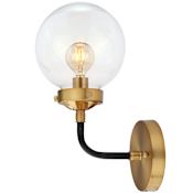 JONATHAN Y Lighting Caleb Single Light 12" Tall Wall Sconce Black / Brass