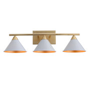 JONATHAN Y Lighting Yvette 3 Light 9" Tall Wall Sconce White / Gold