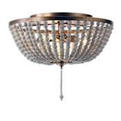 JONATHAN Y Lighting Allison 3 Light 15" Wide LED Flush Mount Bowl Ceiling Fixture Antique Gold / Cream