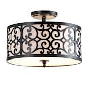 JONATHAN Y Lighting Katherine 3 Light 15" Wide LED Semi-Flush Drum Ceiling Fixture Oil Rubbed Bronze