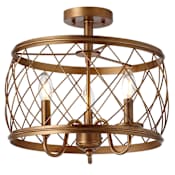 JONATHAN Y Lighting Eleanor 3 Light 15" Wide LED Semi-Flush Ceiling Fixture Antique Gold