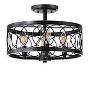 JONATHAN Y Lighting Sylvain 4 Light 16" Wide LED Semi-flush Drum Ceiling Fixture Oil Rubbed Bronze