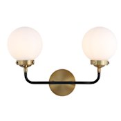 JONATHAN Y Lighting Caleb 2 Light 12" Tall LED Wall Sconce Brass Gold / Black