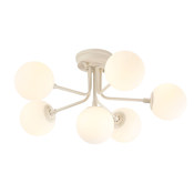JONATHAN Y Lighting Olivier 6 Light 24" Wide LED Semi-Flush Ceiling Fixture / Converts to Pendant Almond / White