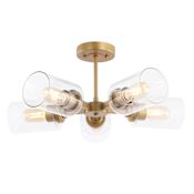 JONATHAN Y Lighting Jaynie 5 Light 22" Wide LED Semi-Flush Ceiling Fixture Brass Gold