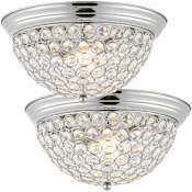 JONATHAN Y Lighting Pack of (2) - Malia 12" Wide LED Flush Mount Bowl Ceiling Fixture Chrome