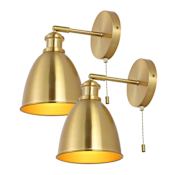 JONATHAN Y Lighting Hudson 11" Tall LED Wall Sconce - Set of 2 Brass Gold