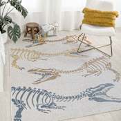 JONATHAN Y Lighting Kids Washable 7-3/4' x 10' Polyester Animal Print Indoor Rectangular Area Rug Cream / Multi