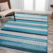 JONATHAN Y Lighting Luxor 5-1/4' x 8' Polypropylene Striped Indoor Rectangular Area Rug Blue / Navy
