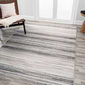 JONATHAN Y Lighting Luxor 5-1/4' x 8' Polypropylene Striped Indoor Rectangular Area Rug Gray / Black