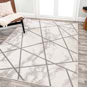 JONATHAN Y Lighting Luxor 4' x 6' Polypropylene Abstract and Geometric Indoor Rectangular Area Rug Ivory / Gray