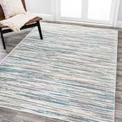 JONATHAN Y Lighting Luxor 5-1/4' x 8' Polypropylene Abstract and Striped Indoor Rectangular Area Rug Gray / Blue