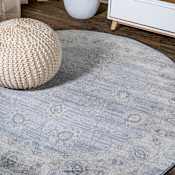 JONATHAN Y Lighting Modern Persian 5' x 5' Polypropylene Botanical, Moroccan & Tribal, Traditional, and Vintage Indoor Area Rug Light Gray